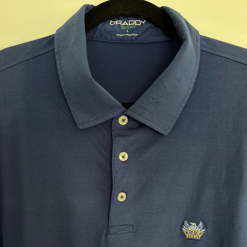 B Draddy Sport Mens Large Navy Blue Short Sleeve Golf Polo Shirt Stretch